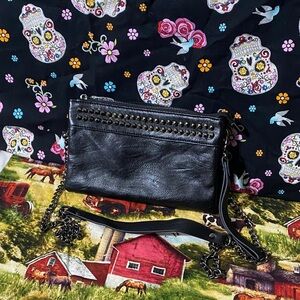 ✨ VASCHYSAC Studded Black Faux Leather Crossbody / Shoulder Bag – New w/ Flaws ✨